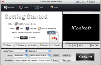 iCoolsoft 3GP Converter for Mac
