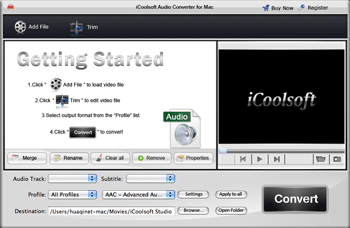 Screenshot of iCoolsoft Audio Converter for Mac