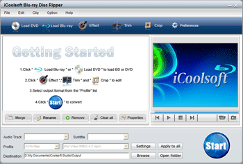 Screenshot of iCoolsoft Blu-ray Disc Ripper