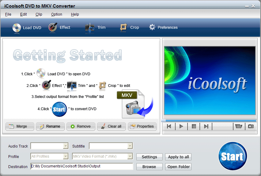 iCoolsoft DVD to MKV Converter v3 1 06 Portable preview 0