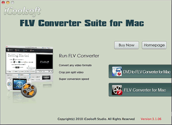 Screenshot of iCoolsoft FLV Converter Suite for Mac