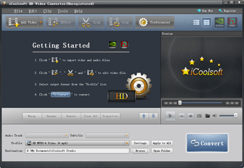 Screenshot of iCoolsoft HD Video Converter