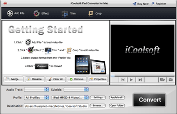 Screenshot of iCoolsoft iPad Converter for Mac