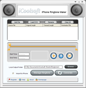 Screenshot of iCoolsoft iPhone Ringtone Maker