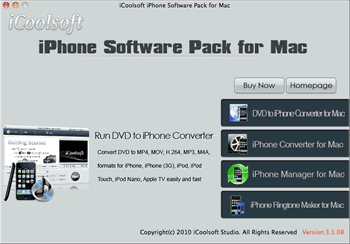 Screenshot of iCoolsoft iPhone Software Pack for Mac