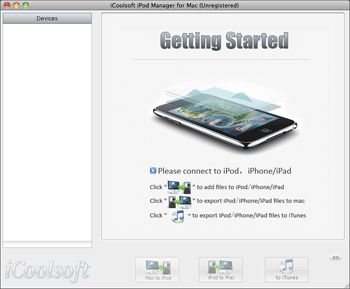 Screenshot of iCoolsoft iPod Manager for Mac