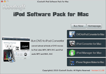 Screenshot of iCoolsoft iPod Software Pack for Mac