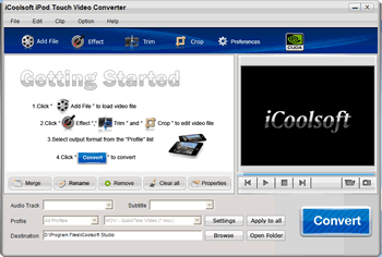 Screenshot of iCoolsoft iPod Touch Video Converter