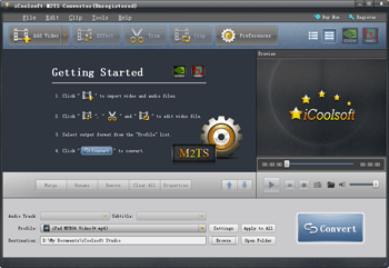 Click to view iCoolsoft M2TS Converter 5.0.6 screenshot