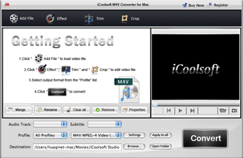 Screenshot of iCoolsoft M4V Converter for Mac
