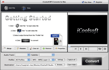 Screenshot of iCoolsoft MP3 Converter for Mac