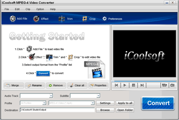 Screenshot of iCoolsoft MPEG-4 Video Converter