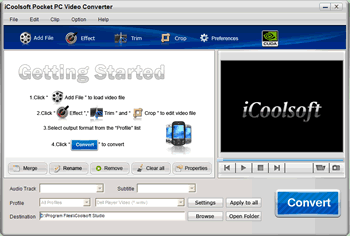 Screenshot of iCoolsoft Pocket PC Video Converter