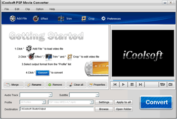 Screenshot of iCoolsoft PSP Movie Converter