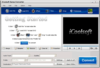 Screenshot of iCoolsoft Sansa Converter