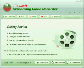 Screenshot of iCoolsoft Streaming Video Recorder