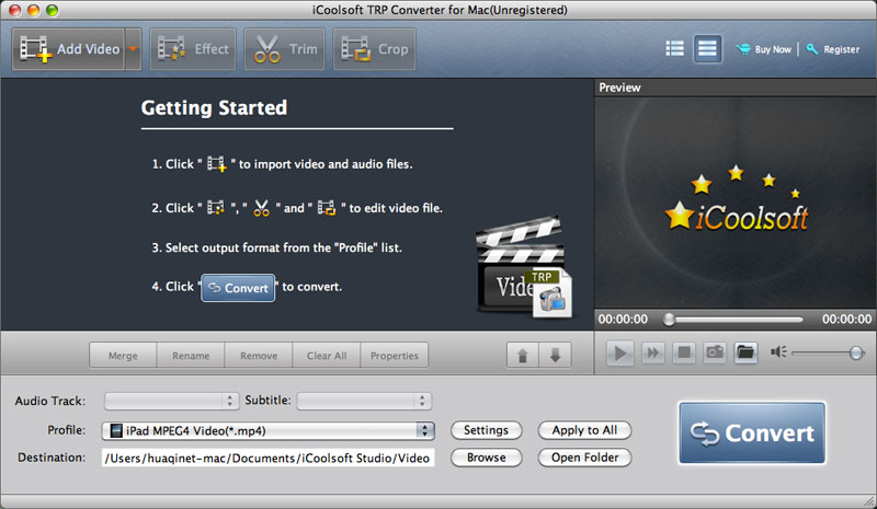 iCoolsoft TRP Converter for Mac Screenshot