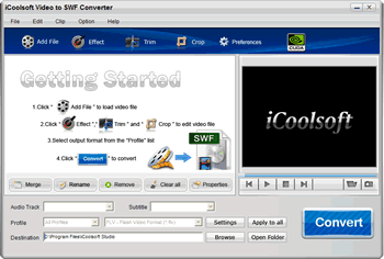 Screenshot of iCoolsoft Video to SWF Converter
