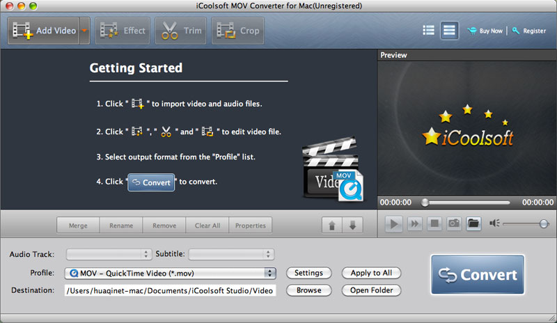 iCoolsoft MOV Converter for Mac software